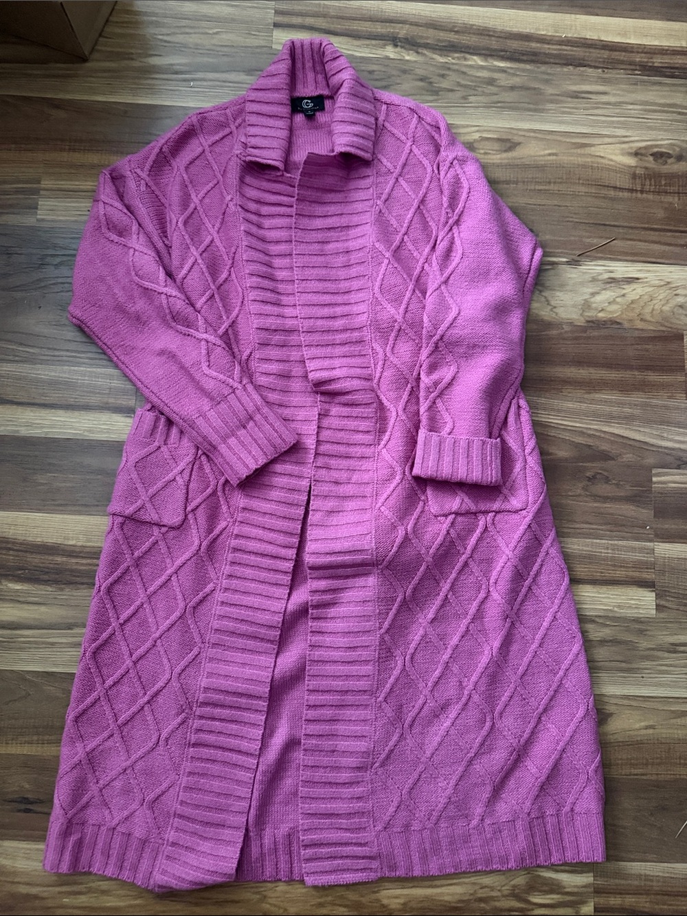 G by Giuliana Pink Cable-Knit Open-Front Cardigan